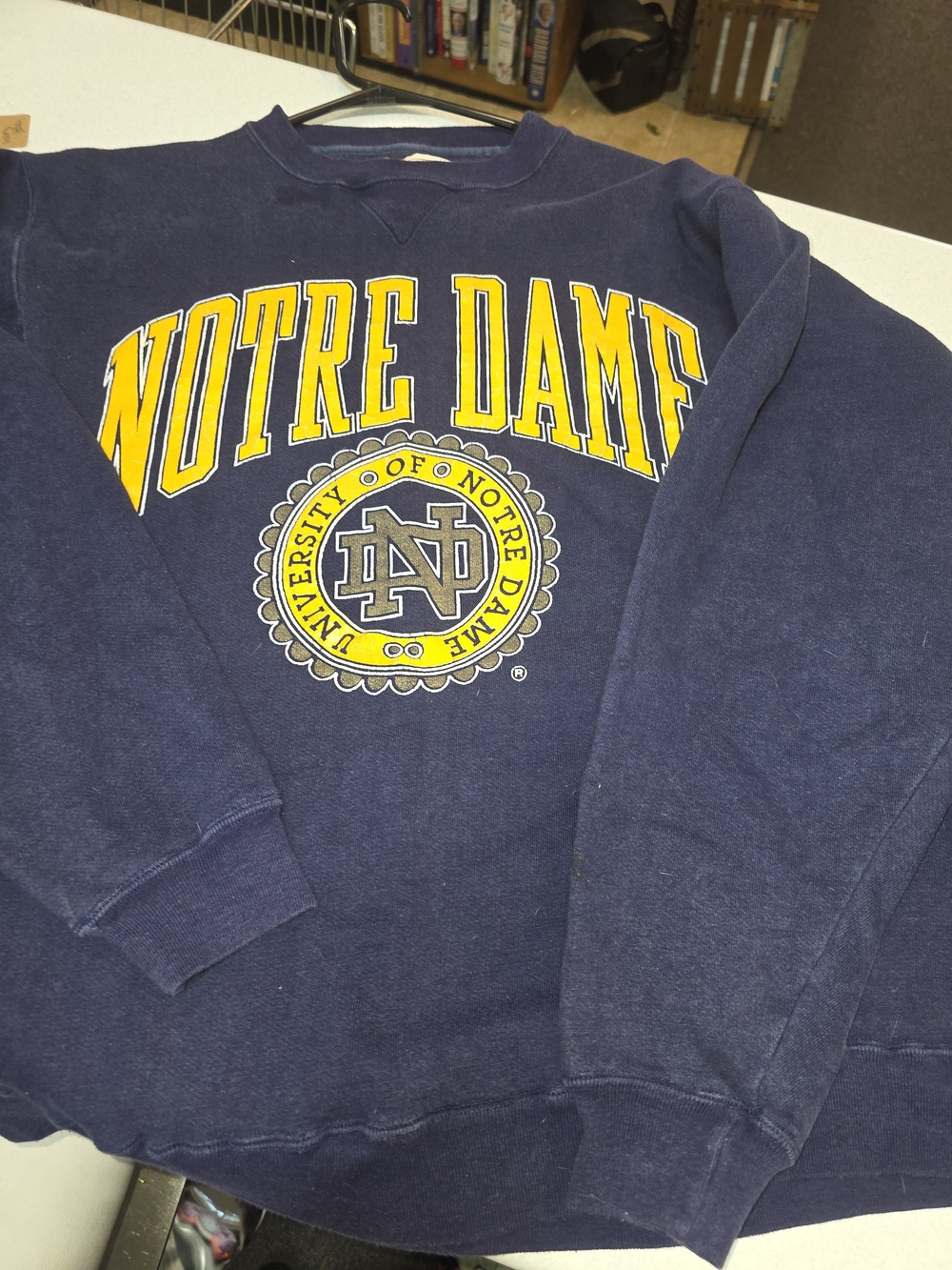 Vintage Galt Sand Notre Dame Navy Crewneck Sweatshirt with Yellow Logo